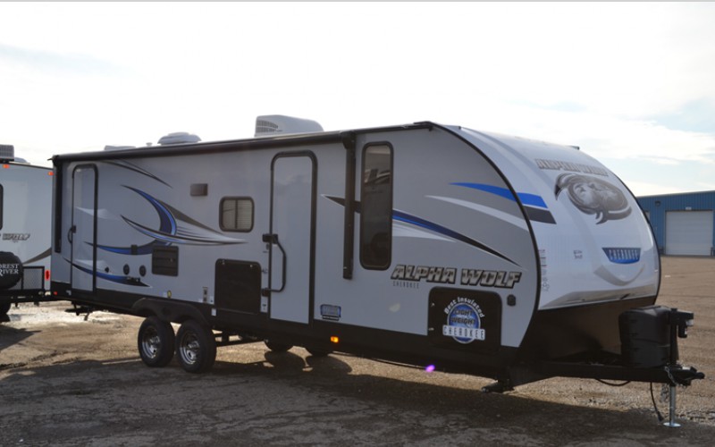 outside of alpha wolf travel trailer